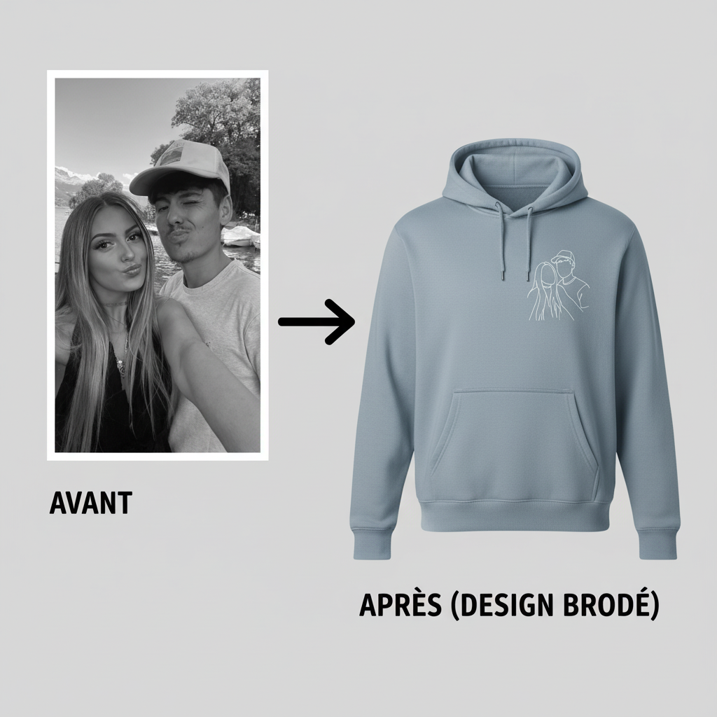Sweat-shirt brodé personnalisé avec votre photo